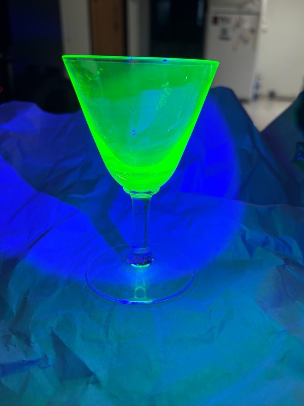 Vintage Uranium Vaseline Glass Champagne Cup 4 1/2 Inches.